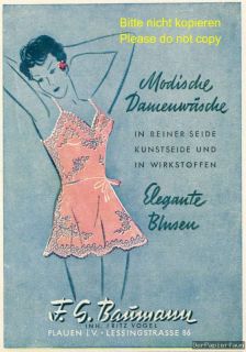 Damen Unterwäsche Baumann Plauen Orig Reklame 1942 Werbung underwear