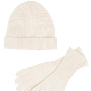 CITIZEN CASHMERE Damen Kaputze + Handschuhe Set, Handgestrickt, 100%