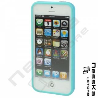 iPhone 5 Blau Silikon TPU Bumper Case Cover Tasche Schutzhülle