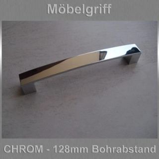 Möbelgriff Stangengriff Griffe Aluminium und Chrom glänzend 128mm