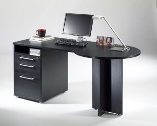Schreibtisch mit Container, Breite 170 cm Esche Schwarz 80475