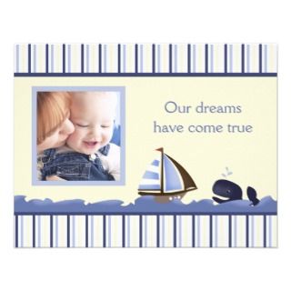 MATE Blue Whale Photo Baby Birth Card Announcement