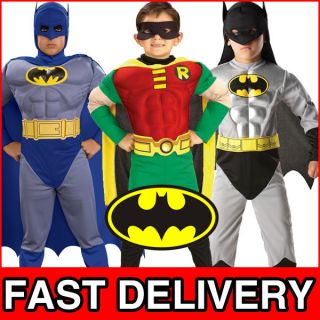 Deluxe Muskel Batman & Robin Superheld Kostüm Verkleidung Kider 3