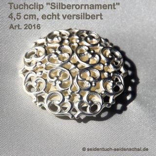 Schalclip Silberornament, echt versilbert, Tuchclip