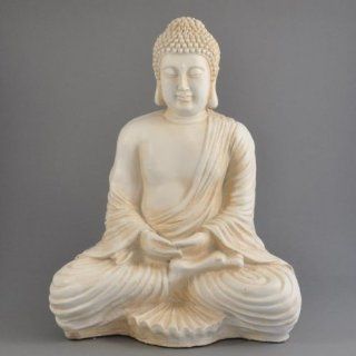 Große Buddha Figur in Elfenbein Optik   Dhiana Mudra