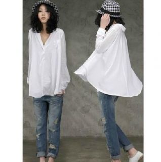 New Korean Stylish Soft Fashion Doll Type Loose Big White Long Sleeve