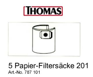 THOMAS Papier Filtersäcke 201 Staubsaugerbeutel 5 Stück