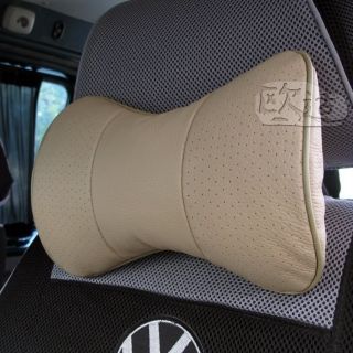 2pc Cow Leather Auto Car Neck Rest Cushion Headrest Pillow Mat Pad