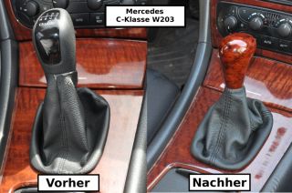 Wurzelholz Schaltknauf mit Schaltsack Mercedes C klasse W203