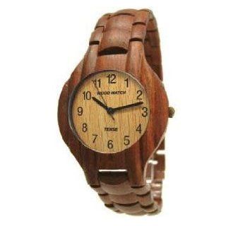 Tense Bamboo dunkler Feststoff Unisex Holz Armbanduhr 