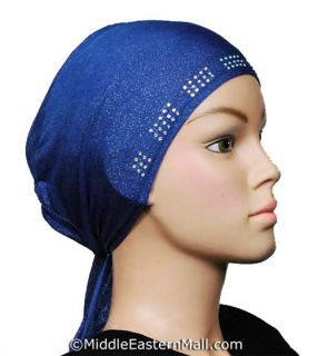 Hat cap under scarf Tie back hijab rhinestone NEW Shimmer Lycra