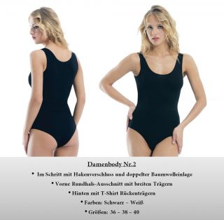 Damenbody BODYSUIT S M L 34 36 38 40 42 44 Weiß Schwarz