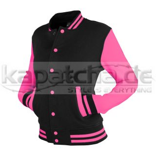 Urban Classics Ladies 2 tone College Sweatjacket Black Fuchsia TB218