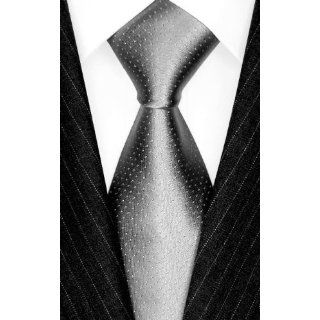 Lorenzo Cana   elegante Krawatte aus Seide silbergrau weisse kleine