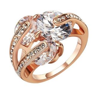 18K rose GOLD GP Swarovski crystal cz Engagement wedding ring R247