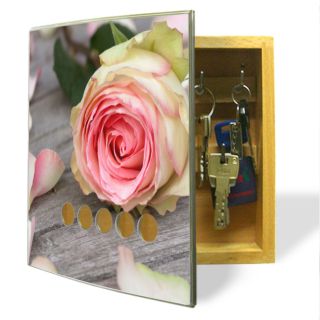 Edelstahl Schlüsselkasten Rosa Rose Schlüssel Kiste mit Motiv