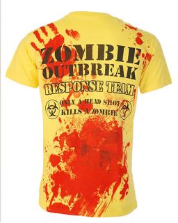 Darkside Zombie Response Team Yellow T Shirt Top Punk Rock Gothic