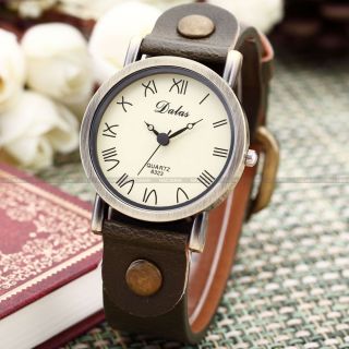 Elegante Damenuhr Quarz Uhr Leder Gruen Armbanduhr Watch NEU