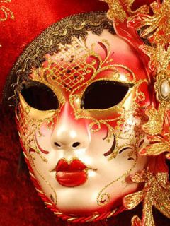Cappello Deco rot   echt Venezianische Maske Wandbild