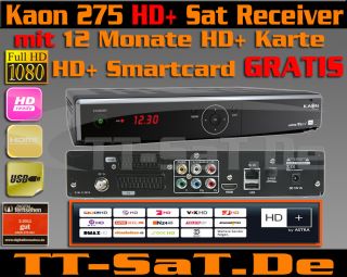 Kaon 275 HD+ HDTV HD+ HD Plus Sat Receiver mit HD+ HD Plus Karte ASTRA