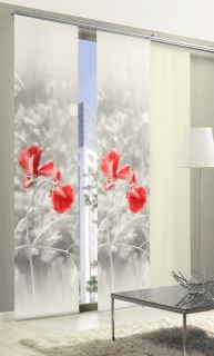 Flächenvorhang Schiebevorhang Digitaldruck bedruckt Blüte grau rot