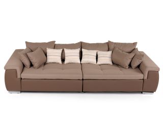pflegeleichte Couch stabil inkl. Kissen Kunstleder L 278 braun