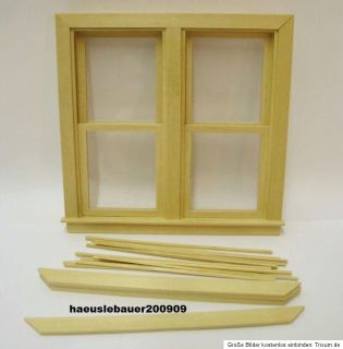 Fenster Naturholz Plexiglas Schiebefenster Puppenstube Puppenhaus 112