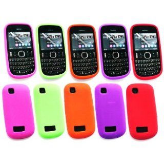 Emartbuy ® Nokia Asha 201 Bundle von 5 Silicon Skin Tasche / Case Rot