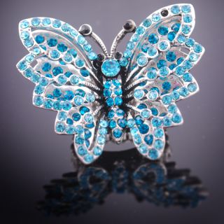 Schmetterling kristall ringe Strass Butterfly blau ring yy078