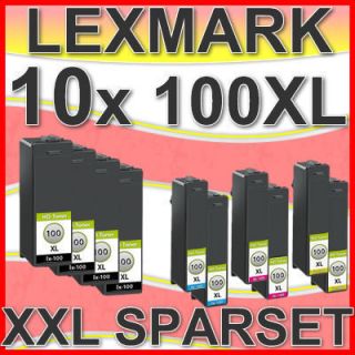 10x DRUCKER PATRONE LEXMARK 100XL S300 S301 S305 S308 S815 S816 S608
