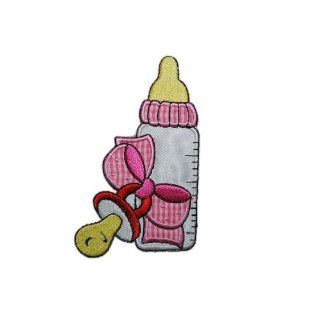 XL   Babyflasche rosa 6,1 cm * 10 cm Bügelbild Aufnäher Applikation