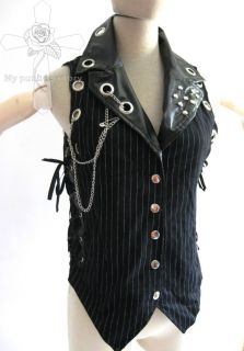 UNISEX Visual Kei Striped Rockabilly Tuxedo Vampire Vest Side Corset