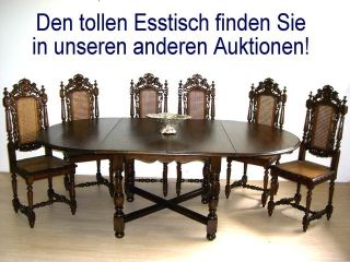 Gründerzeit Stühle Esszimmer Eiche Renaissance Antik Jagd