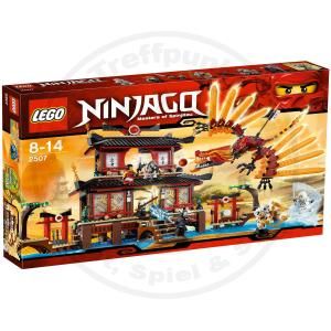 Lego Ninjago 2507 Feuertempel mit Figuren Waffen und dem Feuerdrachen