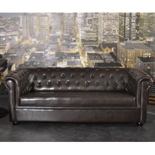 Sofa Chesterfield 200x90 cm Braun Design Couch Abgesteppt 3 Sitzer