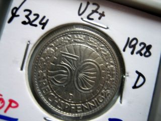 J324 50 Pfennig WEIMAR 1928 D in VZ+