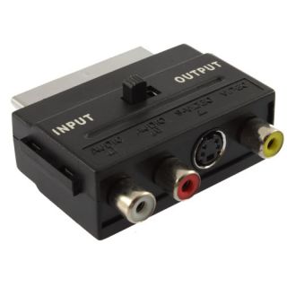 This SCART adapter features three color coded phono(RCA) sockets, an S