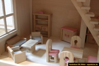 Goki  Puppenhaus  3 Etagen  mit Puppen und Möbel  Holz  TOP