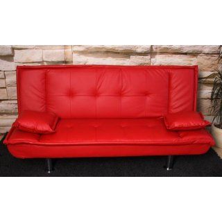 Schlafsofa Schlafcouch Lounge Sofa Couch M48, Kunstleder ~ rot 