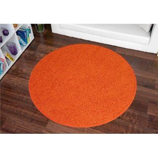 Hochflor Teppich Fontana orange rund, Größe Auswählen100 cm rund
