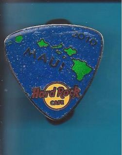 Hard Rock Cafe Pin Maui # 56209 Large Blue Glitter Island Guitar Pick