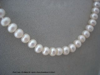 Echte Perlenkette 51cm Silk Weiß Magnetvers. Handarbeit TOP Geschenk