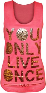 Damen Shirt Yolo Neonfarbe Goldblatt Aufdruck Muskelshirt You Only