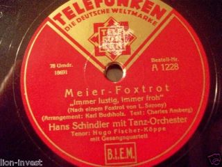 HUGO FISCHER KÖPPE Meier Foxtrott10 Telefunken 78rpm