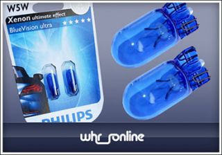Paar Philips 12V Blue Vision Standlicht W5W T10 3400°K Glassockel