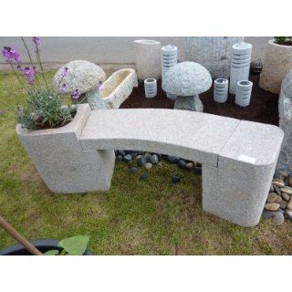 Steinbank Gartenbank Sitzbank mit Pflanzecke aus Granit 