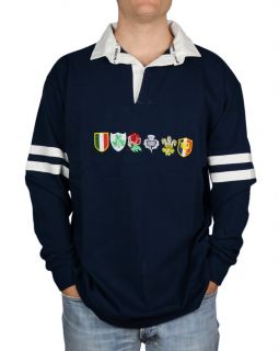 Tolles Geschenk Herren Sechs Nationen Langarm Rugby Shirt Marinenblau