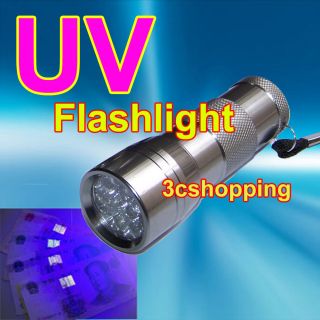 Neu 12LED UV Taschenlampe 390 395 UV Lampe Schwarzlicht Geld Detektor