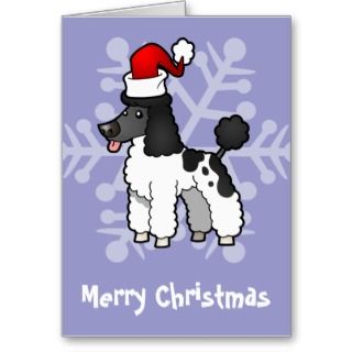 Christmas Poodle (black parti puppy cut) cards by SugarVsSpice