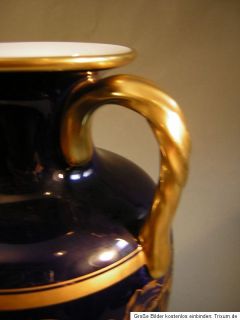 Porzellan,Vase,Amphore,Hutschenreuther,Kobalt,blau,Gold,groß,27cm